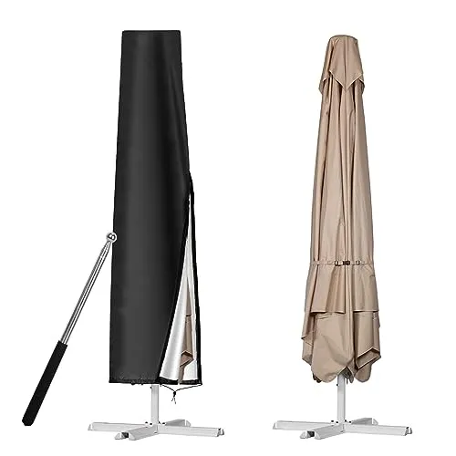 VORHOT Sonnenschirm Schutzhülle Ø 1-3m - Abdeckhaube für Sonnenschirme aus wasserdichtem 210D Oxford-Stoff, schützt vor Regen, Schnee und UV-Strahlen. Mit einziehbarem Kordelzug für sicheren Halt und einfacher Handhabung.