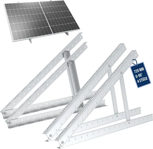 NuaSol Solarmodul-Halterung 72 cm - 1180 cm für Flachdach PV 2er Set - Solarmodul-Halterungen für flache Untergründe, aus witterungsbeständigem Aluminium mit verstellbarem Neigungswinkel für maximalen Ertrag.