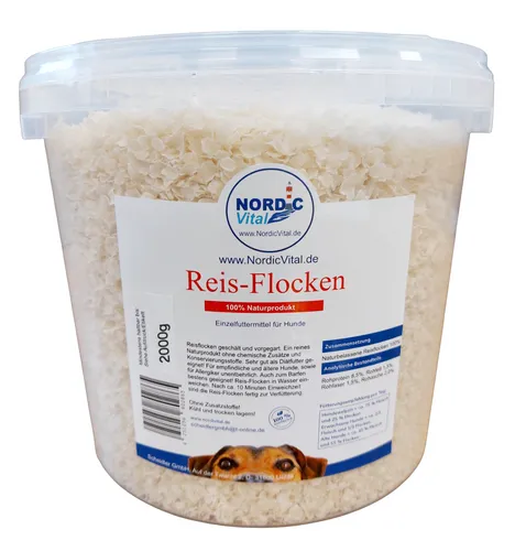 Reisflocken 2 kg Eimer, Diätfutter, Hunde, Barfen, BARF Zusätze, Hundefütterung