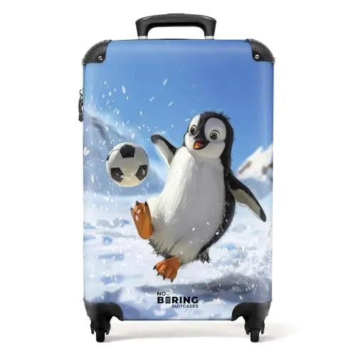NoBoringSuitcases.com Kinderkoffer Pinguin - Kindergepäck: Leichter Trolley mit 55x40x20 cm, ideal als Handgepäck. Robustes ABS-Material und integriertes Zahlenschloss sorgen für Sicherheit und Langlebigkeit.
