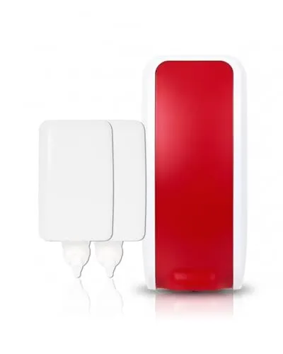 Blanc HYGIENIC Schaumseifen-Spender Cosmos – Seifenspender manuell für Wandmontage und 2X 1 Liter Handseife, ergiebige Seife für ca. 5.000 Anwendungen, Farbe Rot/Weiß