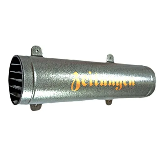 Naturholz-Schreinermeister Zeitungsrolle Zeitungsfach in Silber Antik aus stabilen Metall mit Verschlussgitter Zeitungsbox