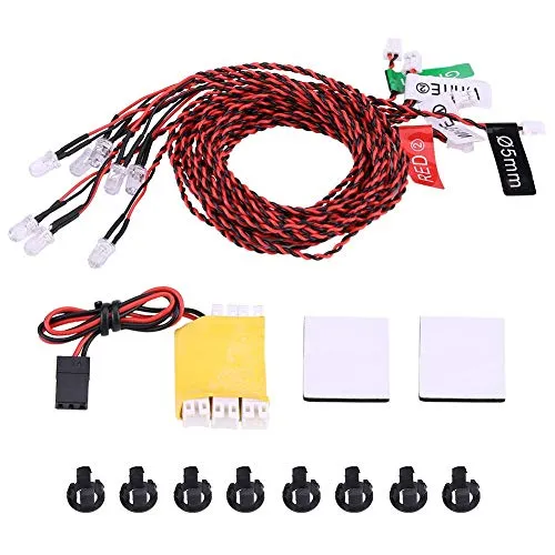Jadpes RC-Leuchten, Beleuchtungssystem-Kit-Set 8 LED-Beleuchtungssystemsimulation Blinklichter mit Steuerbox RC-Zubehör für RC-Flugzeughubschrauber