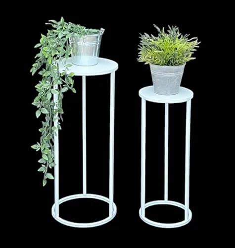 DanDiBo Blumenhocker Metall Weiß Rund 2er Set in weiß von DanDiBo