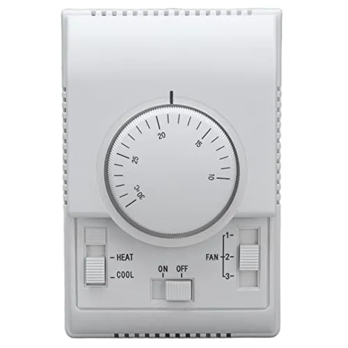 Produktbild Mechanischer Raumthermostat 230V 10-30 ℃ Manuell Thermostat Heizen und Kühlen Zweiwege Knopf Typ Raum Temperatur Regler Einstellbarer Controller Schalter für Zentrale Klimaanlage