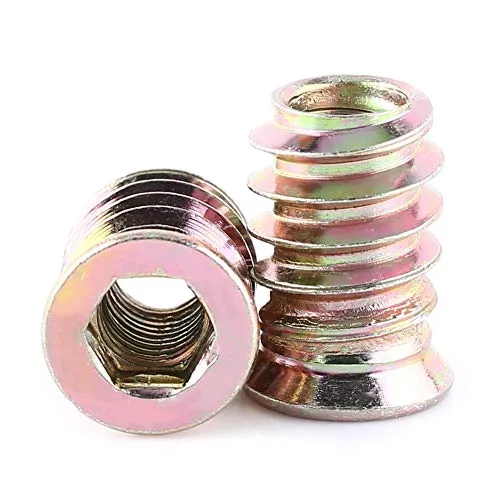 Einschraubmutter Sortiment Kit 20 Tlg Hex Antriebsmutter Einsetzmuttern Vollgewinde Verzinktes Carbon Stahl M6 / M8 / M10 Innengewindehülse Gewindeeinsatz Holz(M6×17mm)
