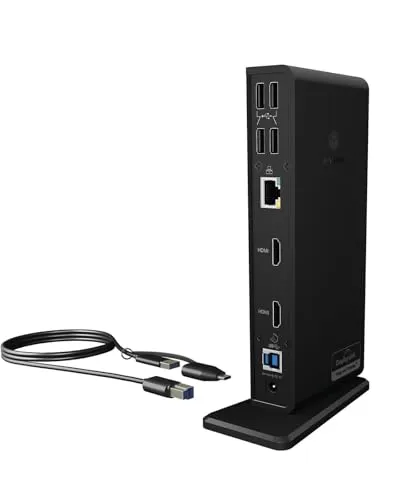 ICY BOX USB-C Docking Station (11-in-1) - 2x HDMI, 6x USB 3.0 und Gigabit Ethernet, ideal für Dual-Monitor-Setups und flexible Platzierung