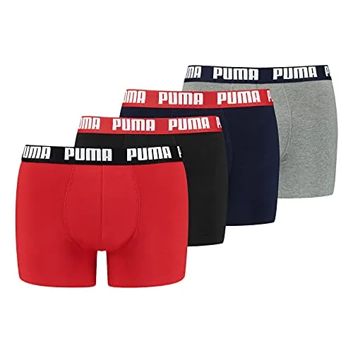 PUMA Herren 4er Pack Basic Boxershorts - Komfortable Unterwäsche in Rot Combo - Herren-Boxershorts aus 100% Baumwolle, bieten höchsten Tragekomfort und optimale Passform für den täglichen Gebrauch.