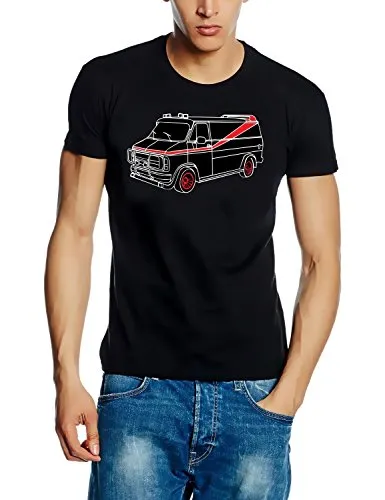 Coole-Fun-T-Shirts T-Shirt A-TEAM VAN - BUS, schwarz weit, M, 10739_schwarz_VAN_GR.M