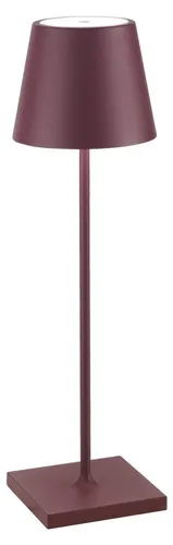 Zafferano Poldina Pro LED-Tischleuchte Bordeaux - Klassische Tischleuchten, wiederaufladbare & dimmbare Designerleuchte mit 12 h Akkulaufzeit, ideal für Außenbereiche und stilvolle Akzente in jedem Raum.