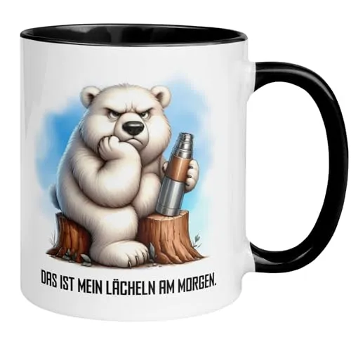 Eisbär Tasse Lustig mit Spruch | Das ist mein Morgenlächeln | Witzige Kaffeetasse Geschenk Arbeit Büro Homeoffice | Becher Morgenmuffel Langschläfer Aufsteh-Muffel Schlafmütze Nachtmenschen