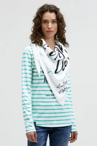 SOCCX Dreieckstuch aus Flauschstrick mit Wording Prints ivory