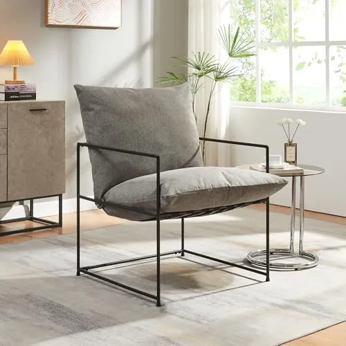 [en.casa] Sessel Utsjoki - Komfortabler Loungesessel mit Metallgestell - Sessel & Stühle: Bequemer Relaxsessel mit abnehmbarem, waschbarem Bezug und robustem Metallgestell für Langlebigkeit – ideal für stilvolle Entspannung in jedem Raum.