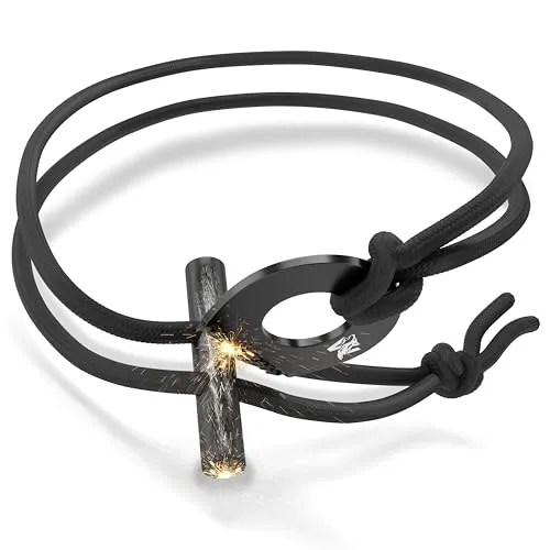 ODENWOLF Feuerstahl Outdoor Halskette - Firestarter Magnesium als Anhänger - Feuerstahl Klein ideal geeignet für Survival und Bushcraf Aktivitäten - Feuerstein Survival als Schlüsselanhänger