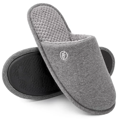 EverFoams Herren Strick Hausschuhe Leichter Memoryschaum Innen Pantoffeln,Dunkelgrau,42/43 EU