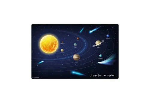 Cover-your-desk Schreibtischunterlage für Kinder und Erwachsene - Unser Sonnensystem - Schreibwaren: Hochwertige 65 x 40 cm Schreibtischunterlage aus robustem, BPA-freiem Vinyl schützt zuverlässig vor Schmutz und Kratzern.