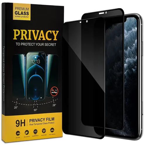 2x Anti Spy Sicht Schutz Folie für iPhone 11 Pro Display Blickschutz Hart Glas