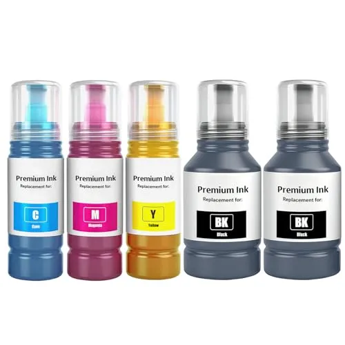 TONTINTA E102 Kompatible Tintenflaschen Multipack für ET-2700 2750 2751 2756 ET-2850 2851 2856 ET-3700 3750 ET-3850 ET-4750 ET-4850 4856 ET-15000 Drucker (5 Pack, 2 Schwarz 1 Cyan/Magenta/Gelb)