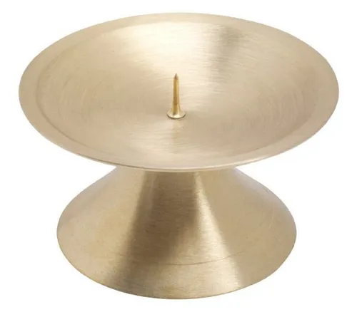 Kerzenleuchter Scheibenleuchter Messing Gold matt satiniert mit dünnen Dorn Ø9cm
