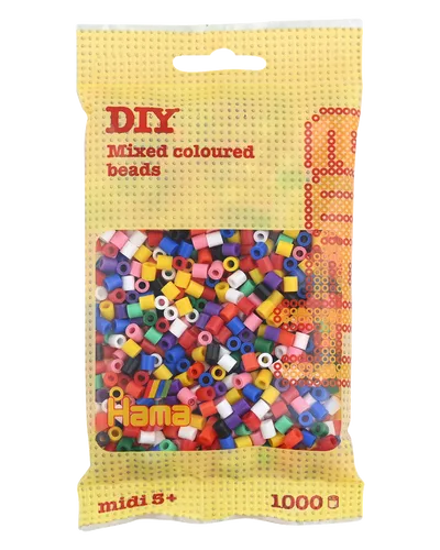 Hama Perlen 207-00 - 1.000 bunte Midi Bügelperlen, ideal für kreativen Bastelspaß und Förderung von Feinmotorik bei Kindern