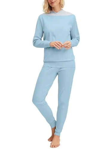 CALIDA Soulmate Bündchen-Pyjama Damen, 100% Baumwolle von CALIDA
