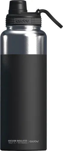 Asobu Mighty Edelstahl Trinkflasche, 1,2L - BPA-frei und isoliert - Thermobehälter mit einfachem Griff, hält Getränke bis zu 12 Stunden heiß oder 24 Stunden kalt - ideal für Outdoor-Aktivitäten.