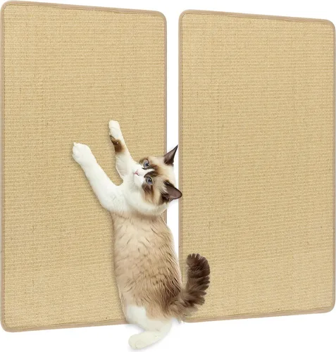 GOPLUS 2er Set Kratzmatte Katze - Kratzbäume: Hochwertige Sisalmatte (80 x 50 cm) für gesunde Krallenpflege und Stressabbau, mit Klettverschluss für vielseitige Anwendung und Schutz Ihrer Möbel.