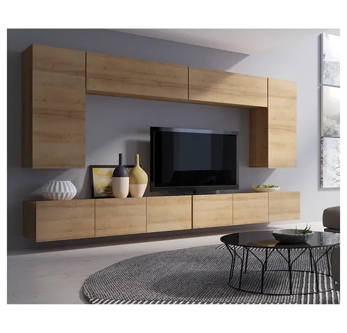 Lomadox Wohnwand CAIRNS-132, Eiche Nb., Modern, Grifflos von Lomadox