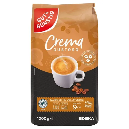 Produktbild Gut & Günstig Crema Gustoso ganze Kaffee-Bohnen, 2er Pack (2 x 1 kg)