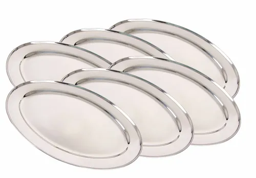 6er-Set Edelstahl Servierplatte 40cm in silber von BURI