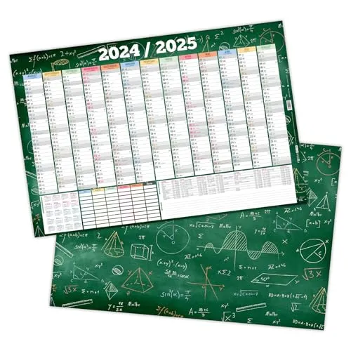 itenga Schuljahresplaner Schuljahreskalender 2024 2025 Tafelkalender für Schüler Wandkalender DIN A4 stabile Ausführung