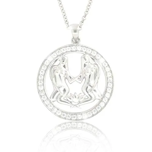 PAVELS Elegante Damen Halskette ZWILLING - Ketten für Damen aus reinem Silber 925 mit glänzenden Zirkonia in AAA Qualität, ideal als besonderes Geschenk inklusive Schmuckbox und Echtheits-Zertifikat.