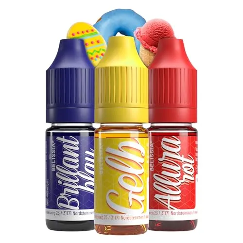 Belissia Lebensmittelfarbe Set – 3x10ml flüssig & hochkonzentriert – Lebensmittelechte Speisefarbe zum Backen, Kochen, Fondant & DIY