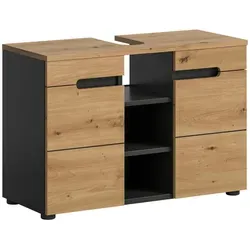 Waschbeckenunterschrank Canower See, grau, 80x55 cm - Waschbeckenunterschrank in modernem grau mit Siphonausschnitt, bietet ausreichend Stauraum und besticht durch langlebiges Design. Ideal für Ihr Badezimmer!
