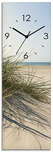 ARTLAND Lautlose Wanduhr aus Glas 20x60 cm - Moderne Wanduhr ohne Tickgeräusche, ideal für Schlafzimmer und Wohnzimmer. Hergestellt in Deutschland, UV-beständig und langlebig. Perfekte Wanddekoration für jeden Raum!