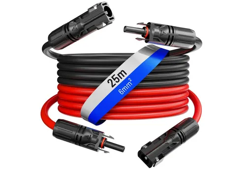 hb-digital 2x 25m Solar Verlängerungskabel 6 mm² Schwarz/Rot - Hochwertiges Verlängerungskabel für Solaranlagen, flexibel und UV-beständig. Ideal für den professionellen Einsatz im Außenbereich, mit geprüfter Qualität und hoher Temperaturbeständigkeit.