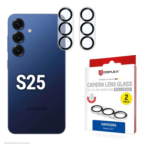 DISPLEX Full Cover Camera Lens Glass, Samsung Galaxy S25 (2 Stück) 02117