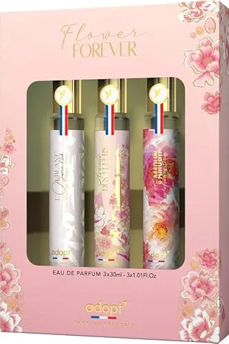 adopt FLOWER FOREVER 3 er Set, 3 x 30 ml Eau de Parfums für Damen | Parfum Geschenkset (3x30ml), zum verschenken, Florale Düfte, adopt:Damenduft