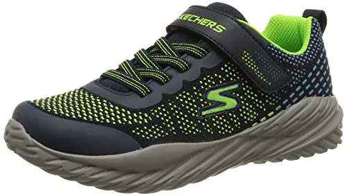 Skechers Jungen Nitro Sprint Karvo Sneaker, Navy Textile Lime Blue Trim, 29 EU