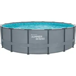Summer Waves Frame Pool Komplettset 488x122 cm - Swimmingpool inklusive Filterpumpe, Einstiegsleiter und Reinigungsset. Robuste PVC-Polyester-Mischung für Langlebigkeit und perfekten Badespaß für die ganze Familie!
