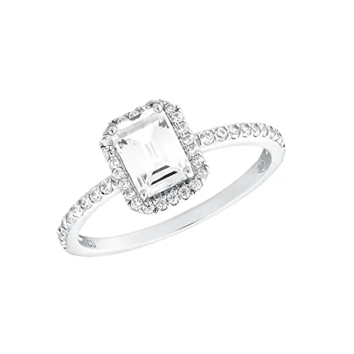 Amor Ring 925 Sterling Silber Damen Ringe mit Zirkonia - Eleganter Damenring aus hochglanzpoliertem 925 Sterling Silber, verziert mit Zirkonia im Baguetteschliff. Kommt in einer edlen Schmuck Geschenk Box – perfekt für besondere Anlässe.