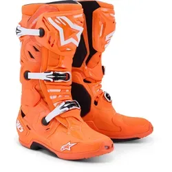 Alpinestars Tech 10 Supervented Motocross Stiefel, Schwarz-Weiß-Orange, Größe 50 - Hochwertige Motocross Stiefel mit innovativer Sohle für optimalen Grip und Wasserabfluss. Leichtes Obermaterial vereint Komfort und Schutz für den professionellen Einsatz.