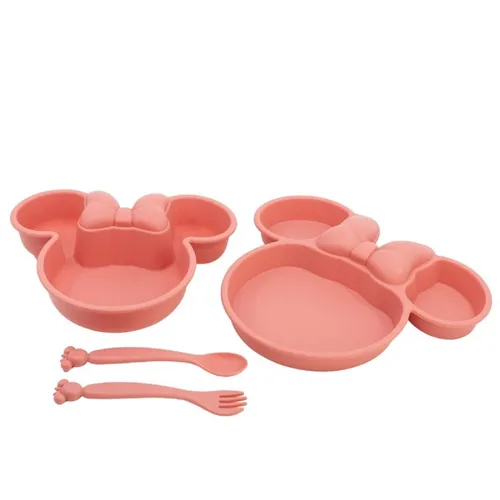 Disney Minnie Mouse Kindergeschirr-Set 4-teilig – Teller, Schale & Besteck