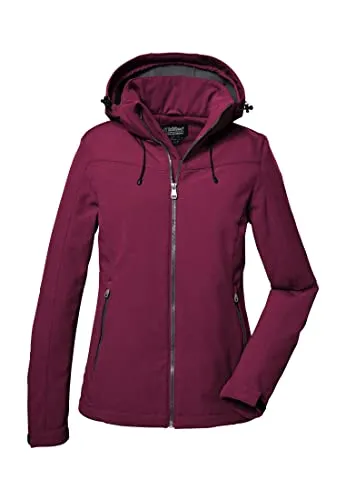 Killtec Softshelljacke Damen - Wasserabweisend & Winddicht - Funktionsjacke mit abnehmbarer Kapuze, ideal für Übergangszeiten. Atmungsaktiv mit 10.000 mm Wassersäule und PFAS-freier Imprägnierung.