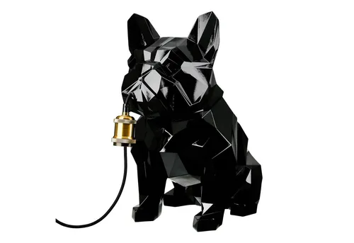 GILDE Tischleuchte GEO in Schwarz - Bulldoggen-Design - 46 cm hoch - Stilvolle Tischleuchte GEO in glänzendem Schwarz mit Bulldoggen-Motiv. Ideal als Nachtlicht oder Leselampe. CE geprüft und für den Innenbereich geeignet. Fassung E27 für Leuchtmittel bis 25 Watt (nicht enthalten).
