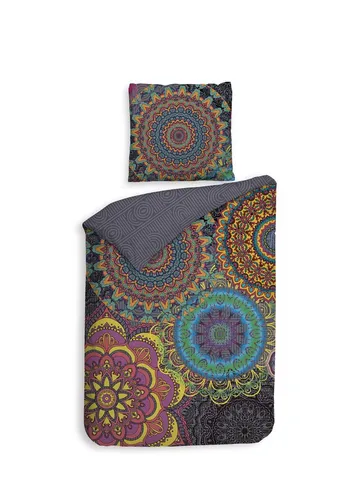 ZO HOME Bettwäsche ZO!Home Renforcé 2-tlg. mit bunten Mandalas - Hochwertige 2-teilige Bettwäsche aus 100% Baumwolle, mit bunten Mandalas auf grauem Hintergrund. Ideal für einen stilvollen Schlafbereich. Pflegeleicht und mit Reißverschluss ausgestattet.