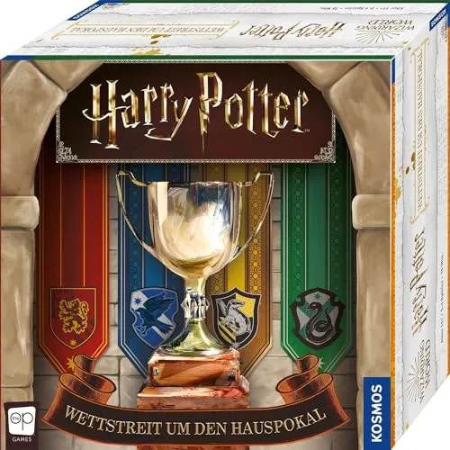 KOSMOS 680855 Harry Potter Wettstreit um den Hauspokal - Spannendes Brettspiel für 2-4 Spieler ab 11 Jahren, strategisches Denken und Punkte sammeln für dein Hogwarts-Haus!