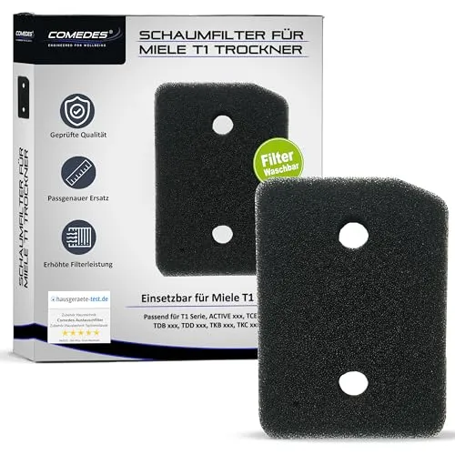 Comedes Filter für alle Miele T1 Trockner 9164761, Schwammfilter Flusenfilter