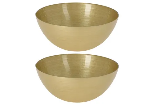 HAC24 Dekoschüssel Design Glas Schüssel Glasschüssel Obstschale Dekoschale Salatschüssel (2 St), Goldfarben Rund 28 cm Fassungsvermögen 3,6 L