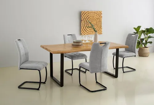 HELA Esstisch GISELLE Baumkantentisch - Esstisch im Industrial Design mit Kufengestell aus Metall, aus FSC®-zertifiziertem Holz, pflegeleicht und ideal für stilvolle Essbereiche, 180 cm Breite